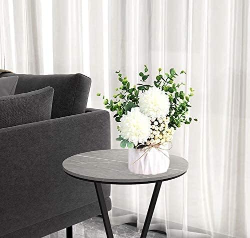 LADADA Artificial Flower Hydrangea and Small CeramicVase Fake Plant Eucalyptus Leaf Berry Flower Arrangement for Home Decoration (White)