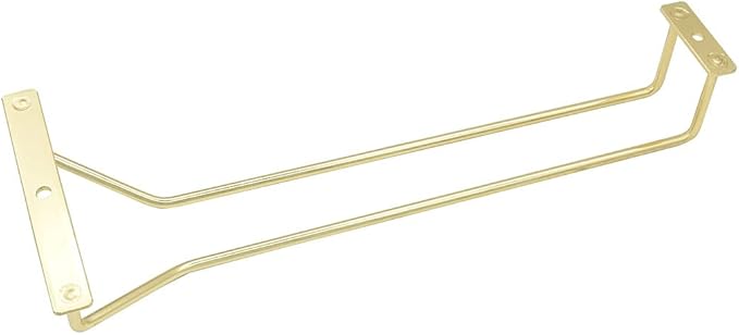 12-Inch Gold Wine Glass Rack, Under Cabinet Wine Glass Holder Stemware Rack - Hanging Stemware Holder for Cabinet Kitchen Bar, Set of 3