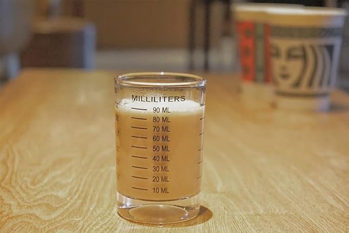 Measuring Cup Shot Glass 3 Ounce/90ML Liquid Heavy High Espresso Glass Cup Black Line (Black)