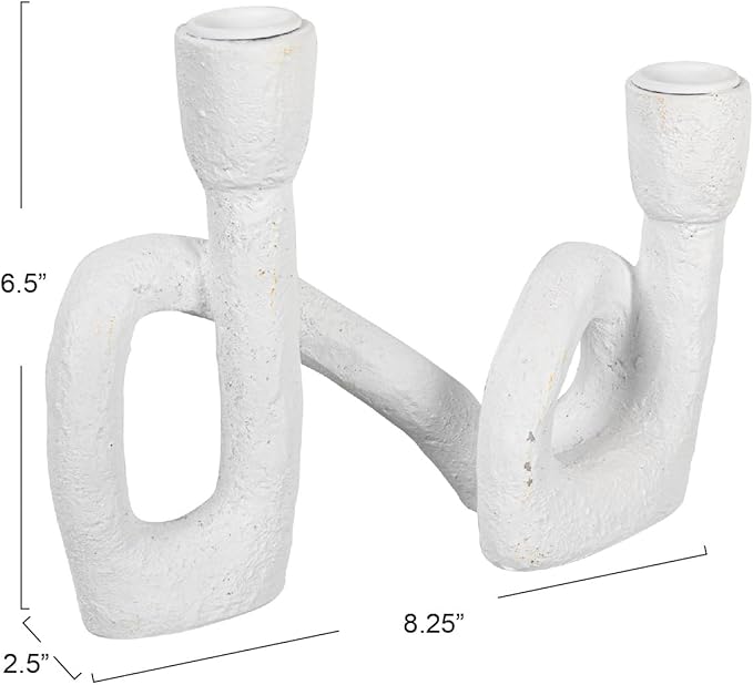 Modern Sculptural Double Taper Candle Holder, White