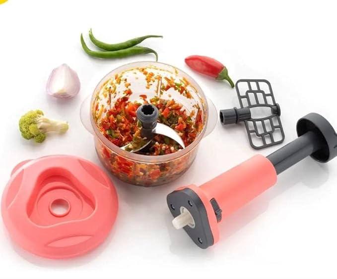 Manual Push Chopper 800ml for Vegetable & Fruit Cutting, Strong ABS Material for Long Duration (Multi Color)