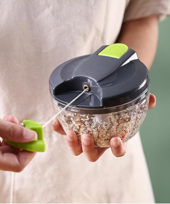 Vegetable Chopper Manual Food Processor, Portable Hand Pull String Garlic Mincer Onion Cutter for Veggies, Ginger, Fruits, Nuts Kitchen Cooking, Herbs, etc., 500ml, Kitchen Cooking Tool