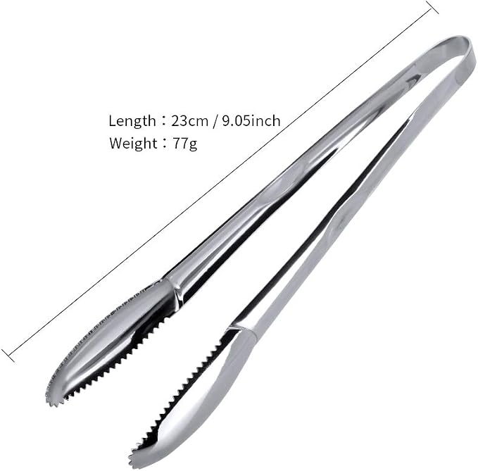 Stainless Steel Cooking Tongs for Frying, 9 Inches Serving Tongs Appetizers Charcuterie with Teeth for Parties, Food Tongs Kitchen Tongs for Nonstick Cookware, Set of 2 (Silver)