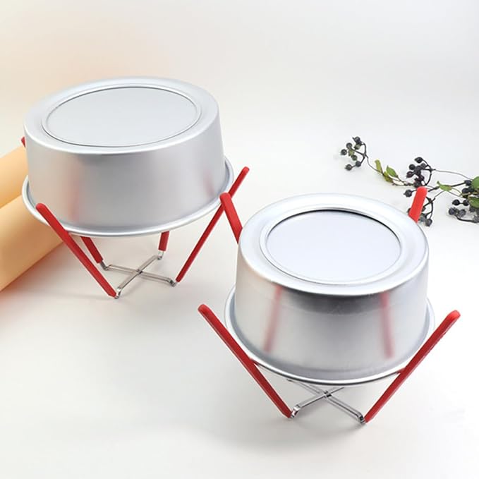 2pcs Foldable Cake Cooling Racks with Stable Four-leg Support Stainless Steel and Silicone Material Collapsible Inverted Cooling Rack for Baking and Pot