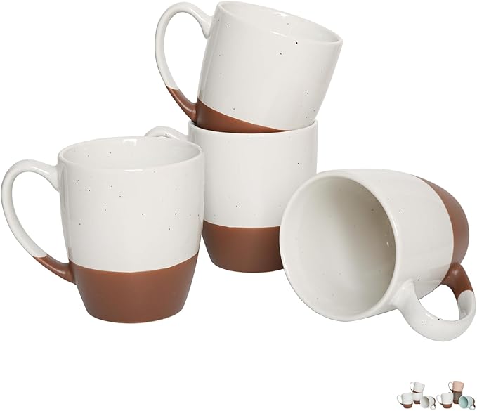 Bosmarlin Ceramic Coffee Mug Set of 4, 16 Oz, Coffee Cups with Big Handle, Dishwasher and Microwave Safe (White)