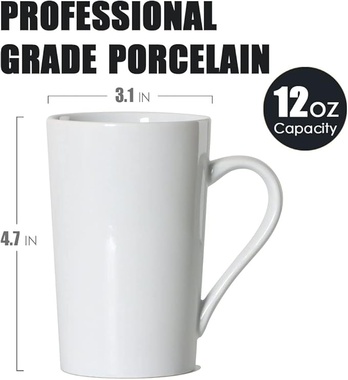 12 oz Coffee Mugs for Office Home, M099 Novelty Marble Ceramic Cup for Men Women, Set of 4, White