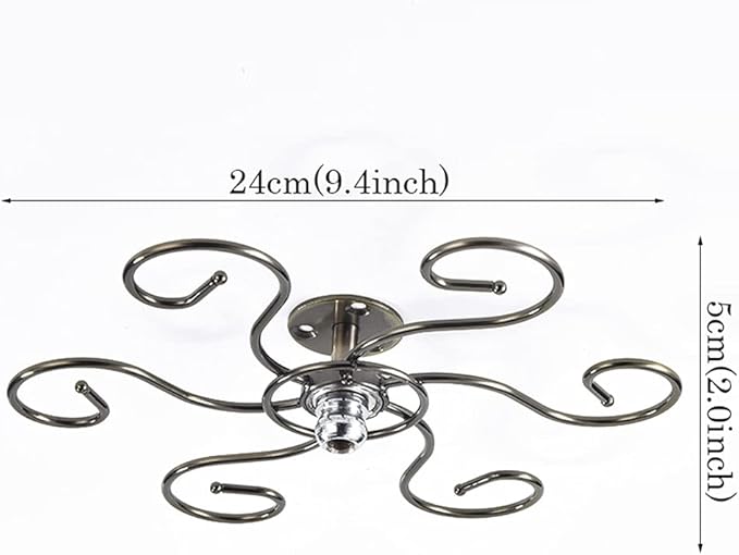 360° Rotation Hanging Wine Glass Rack,Under Cabinet Stemware Rack,Metal Glass Hanger Drying Rack With 6 Hooks for Home and Bar Storage