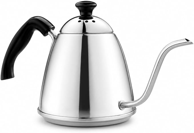 Fino Pour Over Gooseneck Coffee Kettle, 18/8 Stainless Steel, 6-Cup, 1L Capacity