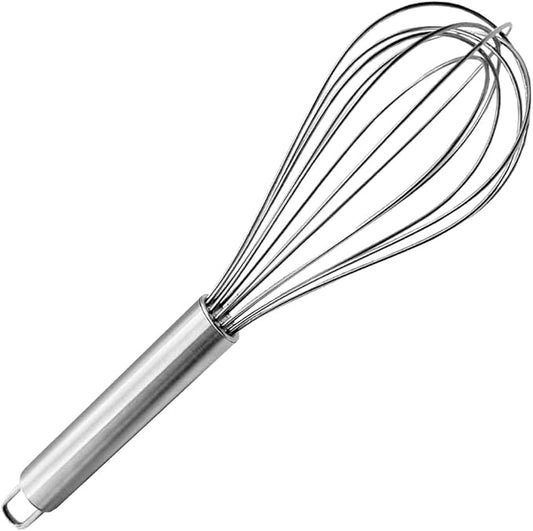 Hand Blender Wire Whisk, Stainless Steel Balloon Egg Beater, Prime Whisker for Kitchen, Whisker for Cake Mixing, Whizzy Whisk with Pipe Handle for Blending, Beating, Stirring (Large)