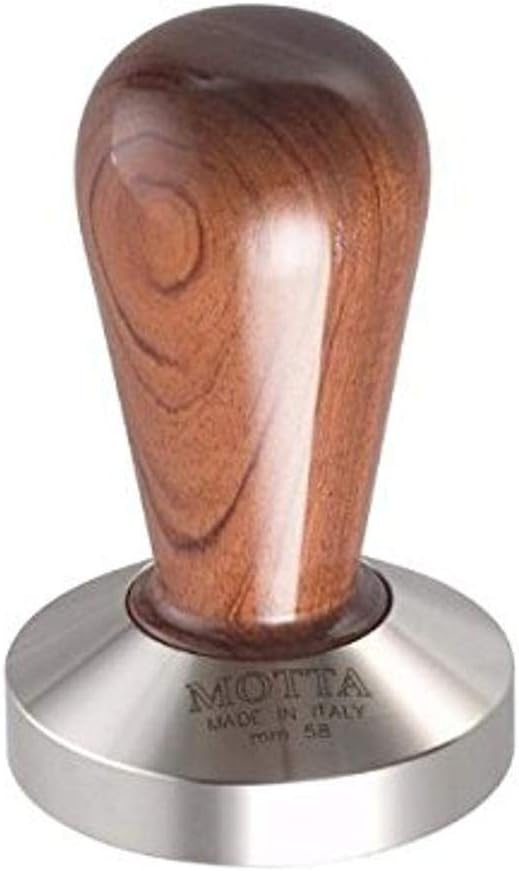 Motta Professional Flat Base Coffee Tamper, 58mm, Bubinga Handle