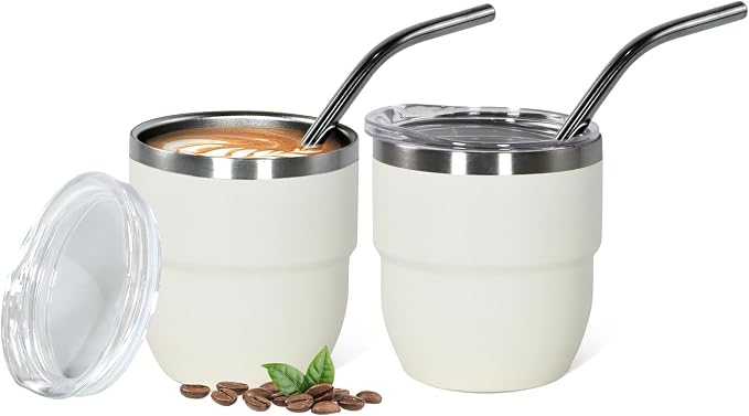 CHLJAR Espresso Cups, 4oz Insulated Espresso Cup Set of 2, Espresso Shot Cups, Stainless Steel Espresso Glasses, Stackable Mini Tumbler, Small Cup for Coffee