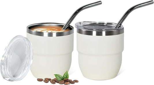 CHLJAR Espresso Cups, 4oz Insulated Espresso Cup Set of 2, Espresso Shot Cups, Stainless Steel Espresso Glasses, Stackable Mini Tumbler, Small Cup for Coffee