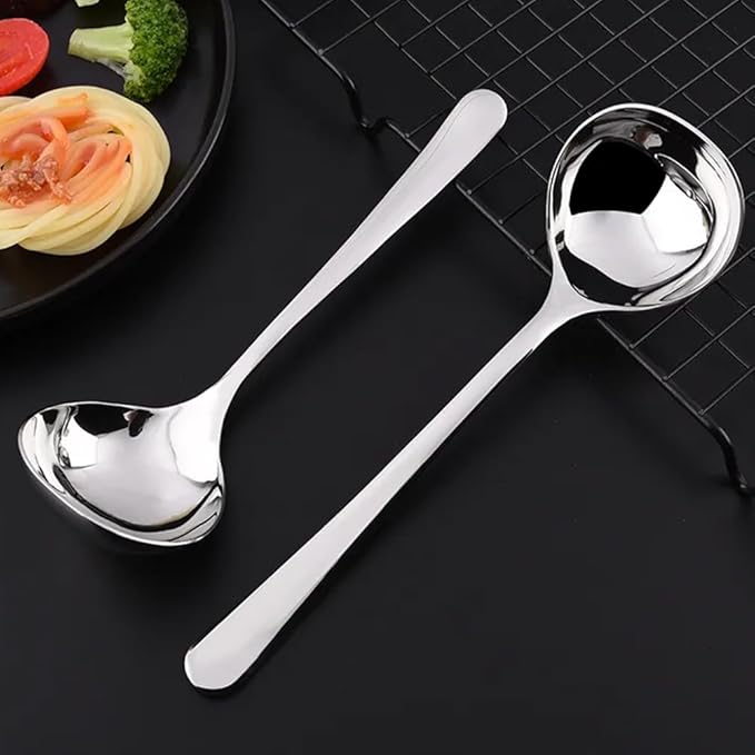 2pcs Soup Serving Ladle Small Soup Spoon Stainless Steel Gravy Soup Spoon Kitchen Utensil Cooking Long Handle Soup Spoon(sliver)