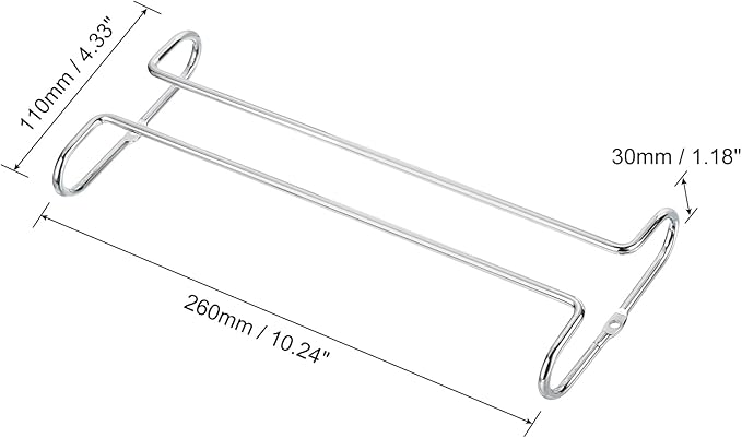 uxcell Wine Glass Rack Under Cabinet, 2Pcs 10-Inch Stemware Wine Glass Hanging Rack Stainless Steel Wine Glass Organizer Storage Hanger for 5mm Stemware Column, Silver