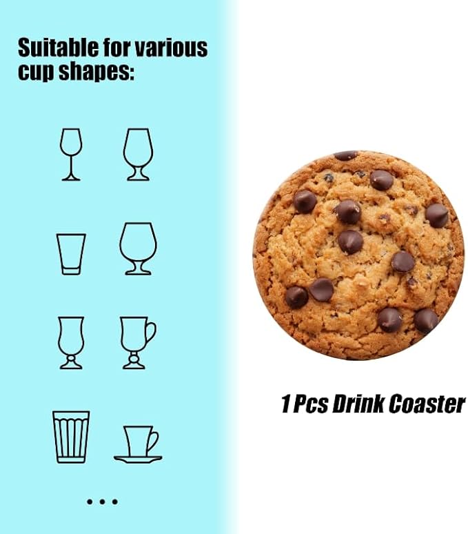 1 Pcs Coffee Cup Coasters for Drinks, Chocolate Chip Round Absorbent Non-Slip Ceramic Stone Cork Coasters for Kitchen Living Room Office Decoration Bar (4 * 4 Inch)