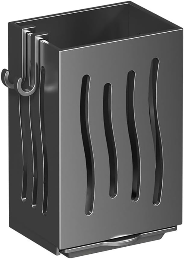 Wall Mounted Utensil Holder with Drip Tray, Kitchen Cutlery Drying Rack and Storage Box for Spoon Fork Brush Sponge, ABS Plastic Sink Side(Black)