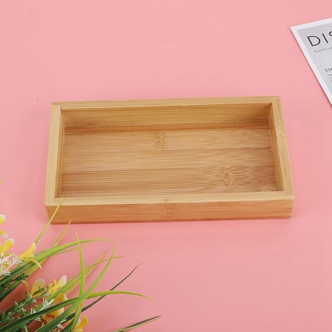 Rectangular Shape Bamboos Serving Tray Durable Fruit Tea Food Platter for Restaurant Home Use(S)