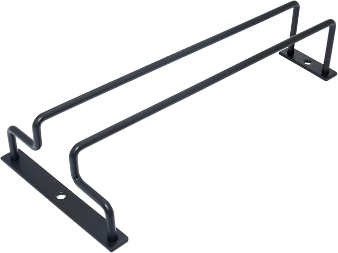 9.64-Inch Under Cabinet Wine Glass Rack Stemware Holder Glasses Storage Hanger Metal Organizer for Bar Kitchen Black
