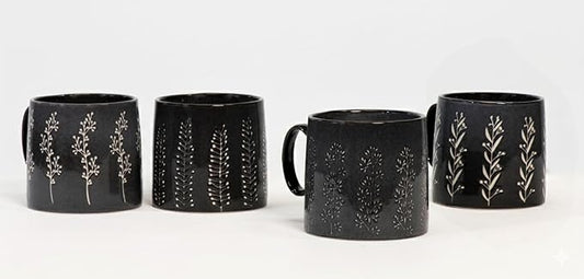 House Beautiful Versatile Classic Stoneware Mug Set - 20 oz, Set of 4 (Timeless Impressions)