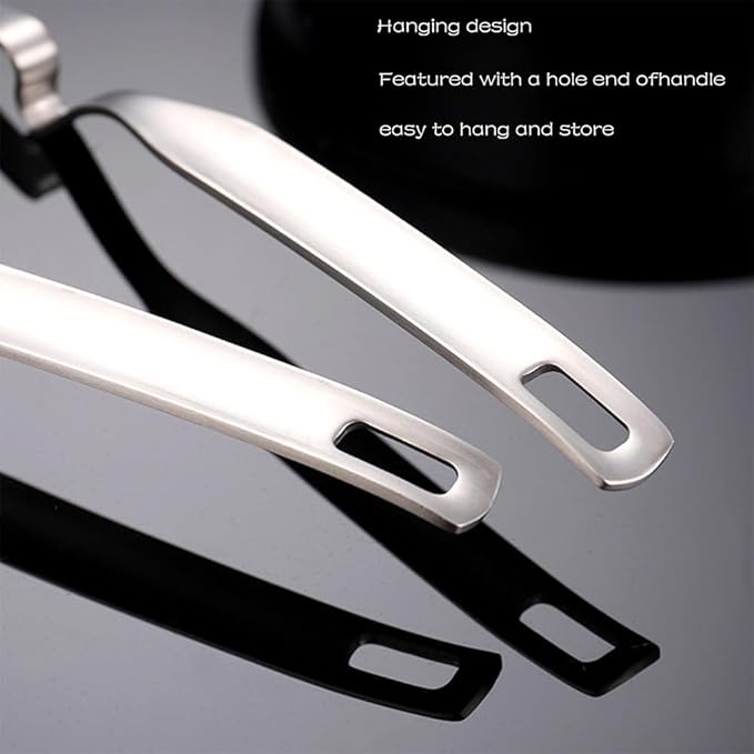304 Stainless Steel Soup Ladle Hot Pot Ladle Strainer Scoops Set for Cooking, Serving, Soups, Sauces, Stews and More, Silver, 12-Inch (2 Pieces)