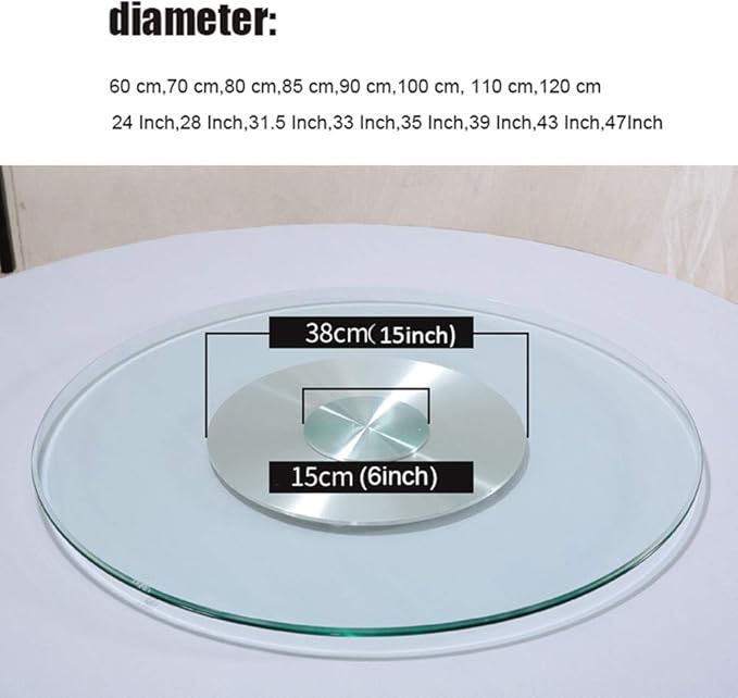 Round Thick Glass Turntable for patio table, 24 Inch Kitchens Lazy Susan, Rotating Service Plate with Sturdy Bearings