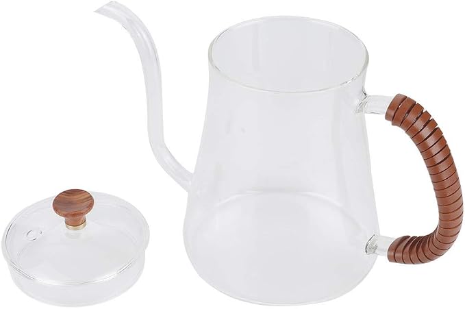 20 oz Gooseneck Pour Over Kettle - Thickened Glass with Lid, Perfect for Coffee and Tea