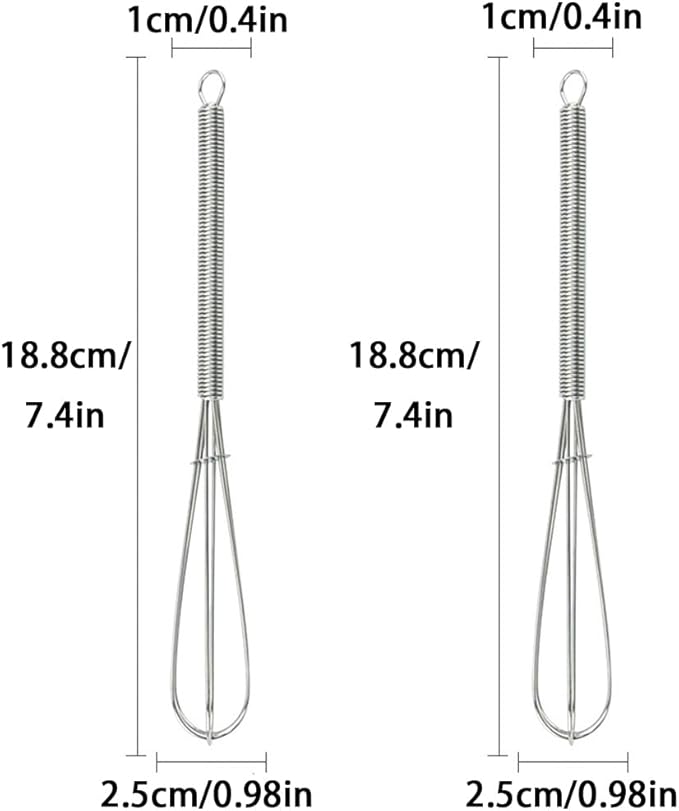 Whisks Stainless Steel Mini Wire Whisks Set of 3 Portable Stainless Steel Kitchen Tiny Whisk Egg Beater with Thick Wire for Cooking Blending Whiping Beating Stirring