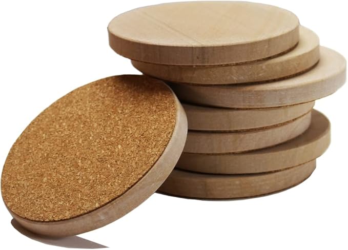 MONKEY SUN 8 Pack Natural Sandstone Water Absorbent Hand Crafted Round Coasters Bulk, 4 x 4 Inches Stone Coasters for Drink Bar Kitchen Home, Used for DIY and Carving, Set of 8