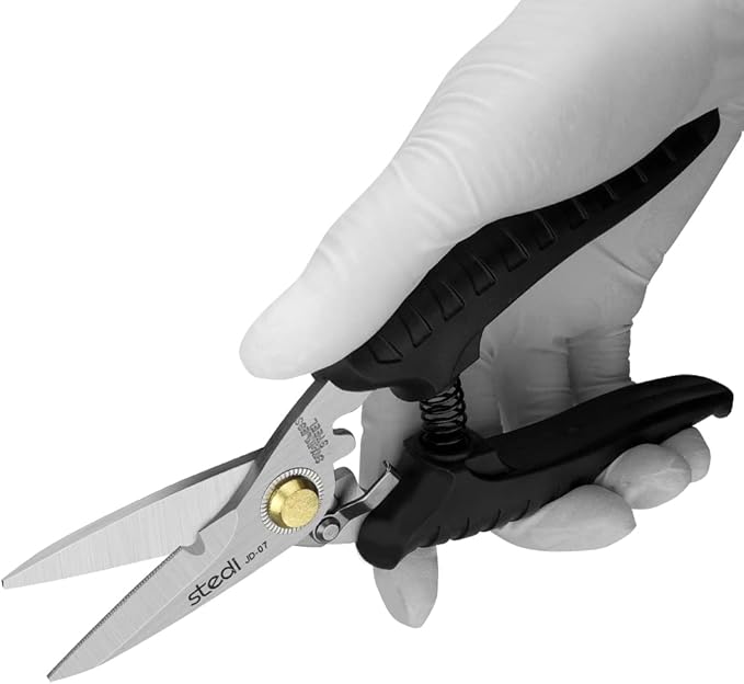stedi Scissors Heavy Duty, Multi-Purpose Shears with Finely Serrated High Carbon Stainless Steel Blades -Easy Cutting Electrical Cable Notch, Insulation, Non-Slip Comfortable Handle, Soft Cable