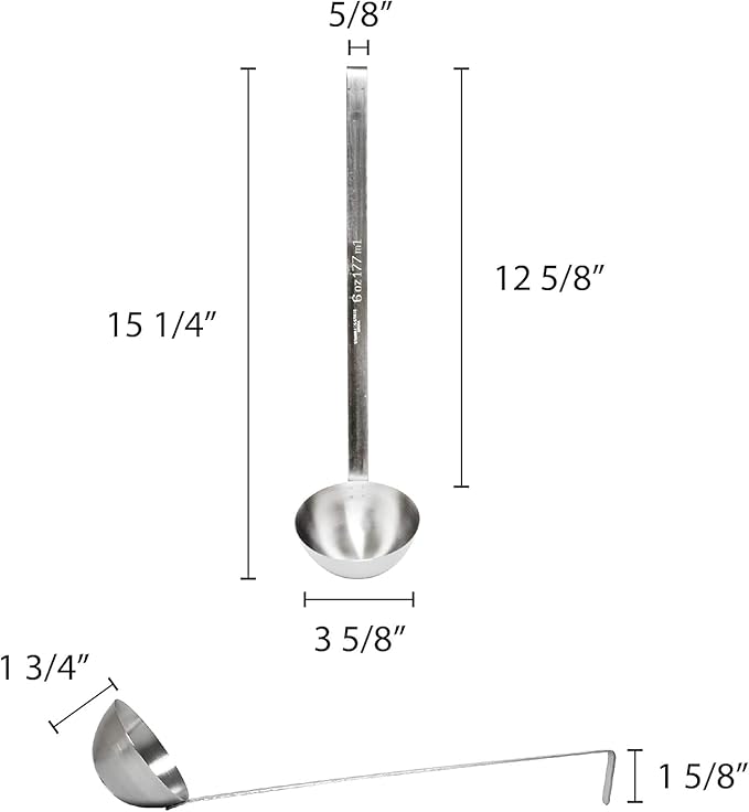 TrueCraftware- 6 oz Stainless Steel Ladle with Long Hooked Handle- Kitchen Ladle Best Kitchen Accessories for Cooking and Serving Spoon for Soup Chili Gravy Salad Dressing and Pancake Batter