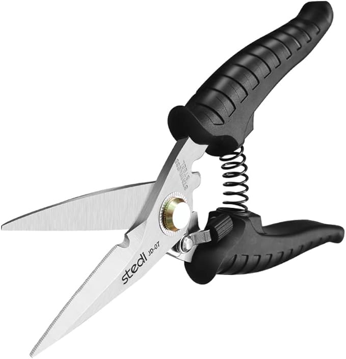 stedi Scissors Heavy Duty, Multi-Purpose Shears with Finely Serrated High Carbon Stainless Steel Blades -Easy Cutting Electrical Cable Notch, Insulation, Non-Slip Comfortable Handle, Soft Cable