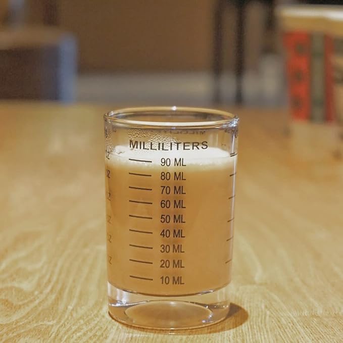 Measuring Cup Shot Glass 3 Ounce/90ML Liquid Heavy High Espresso Glass Cup Black Line (Black)