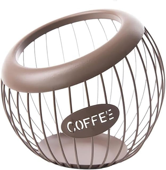 1PCS Coffee Pod Holder Iron Large Capacity K Cup Holder Espresso Coffee Capsule Storage Basket for Counter Coffee Bar Espresso Coffee Pod Organizer for Counter Fruit Bread Snacks Storage Coffee