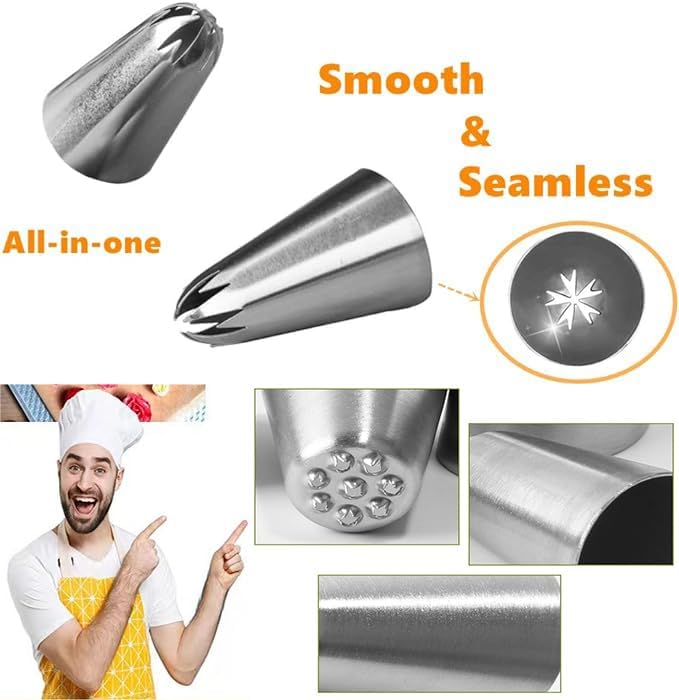 25 Pcs Extra Large Piping Tip Set, Stainless Steel Frosting Piping Kit,Pastry Cake Decorating Tips Baking Tools For Cookies Cupcake Decorating Kit (902 234 113 1M 190 D63 1D 9FT 1C R16L)