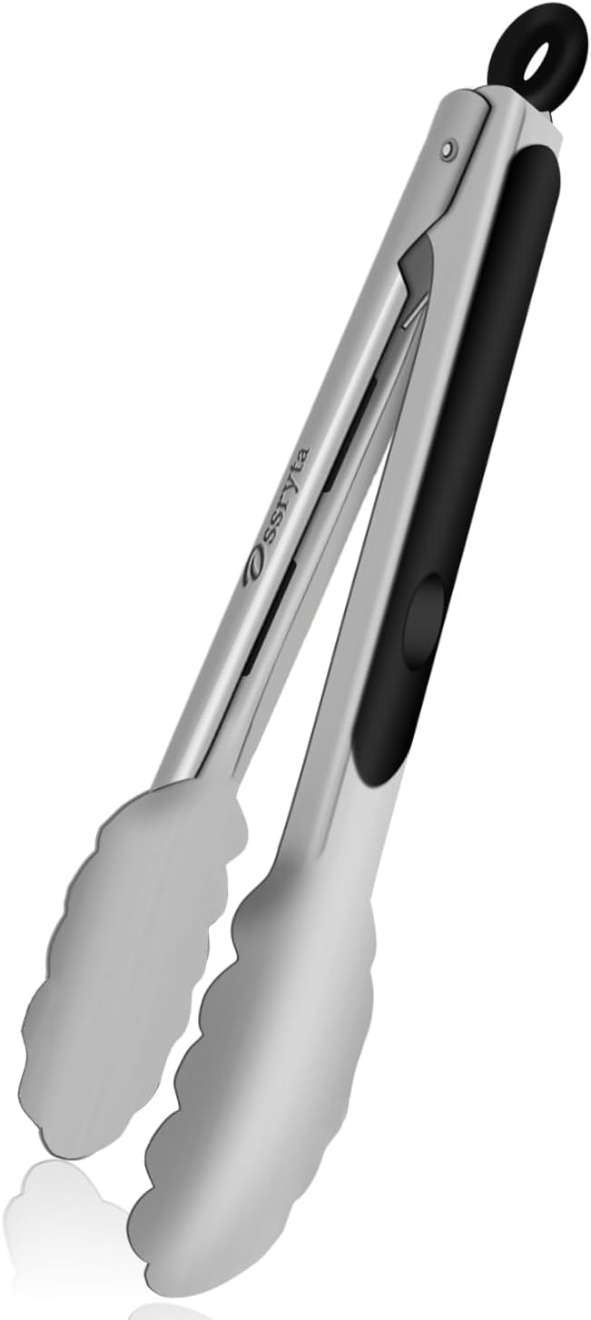 Stainless Steel Small Tong for Cooking - Mini 7 Inch Locking Tongs, Heat Resistant to 600°F, Food Grade Kitchen Metal Tong for Food, Salad, Pasta, Steaks, Vegetables - Dishwasher Safe