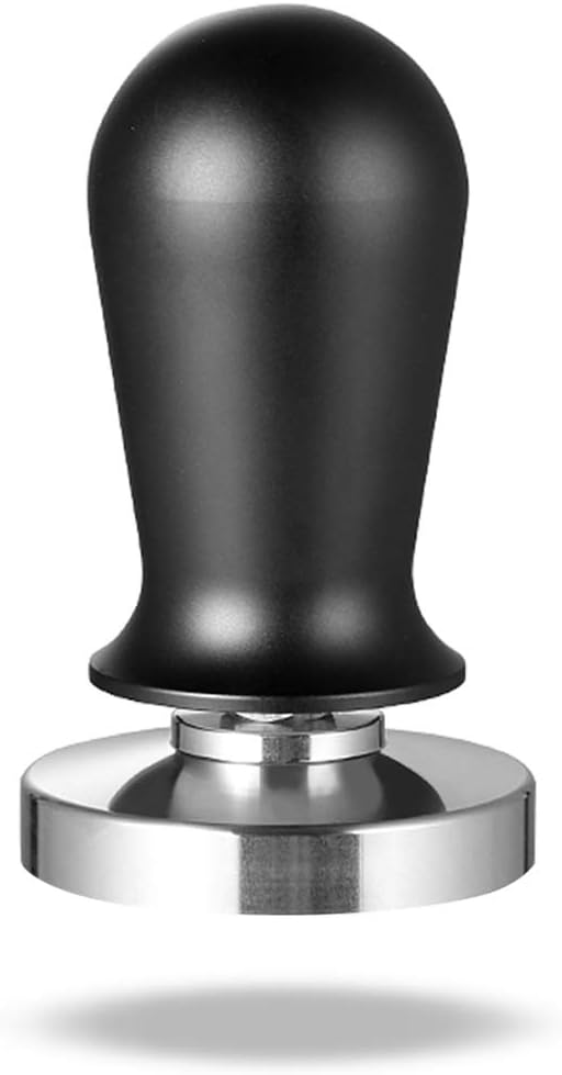 53mm Coffee Tamper Stainless Steel Espresso Tamper with Spring Loaded Coffee Calibrated Tamper Flat Base Barista Office Family Espresso Coffee Maker Accessories(with Spring, 53mm)