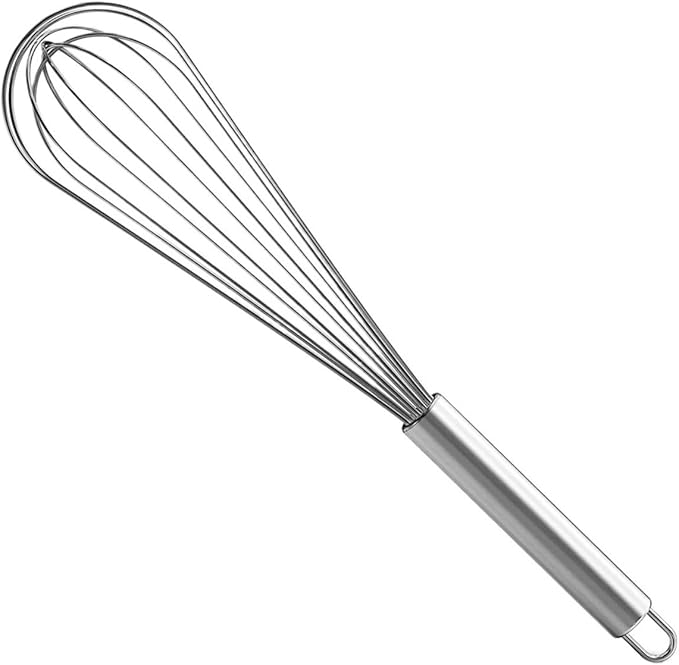 Balloon Whisk Stainless Steel 304 18/8 Wire Beater 8"10"12" Kitchen Cooking Tool No-Stick For Egg(10 Inch Black)