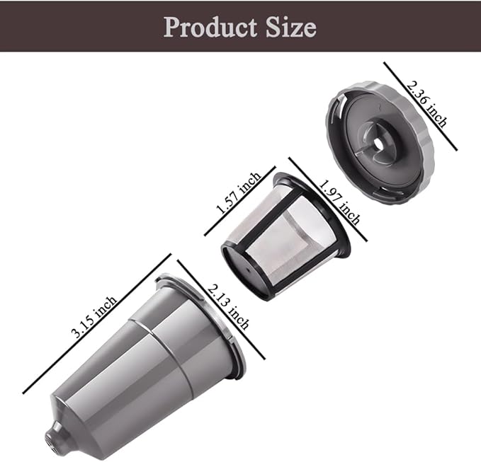 for Keurig My K-Cup Reusable Coffee Filter, Brew Coffee or Tea, Fits K10 K15 K40/45 K55 K60/65 K70/75/79 Series with Sustainable Coffee Accessories, Gray 3 Pack