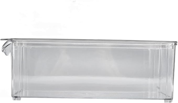 Clear Organizing Bin, Plastic Storage Container, Large Capacity for Kitchen Cabinet Refrigerator and Pantry Organization (Narrow and tall (with lid))