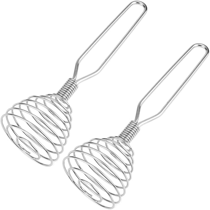 Stainless Steel Spring Coil Whisk Set 2 Pack, Wire Whip Egg Beater, Kitchen Cookware Hand Mixer For Cooking, Mixing, Blending, Beating, Stirring, 6.7 Inch