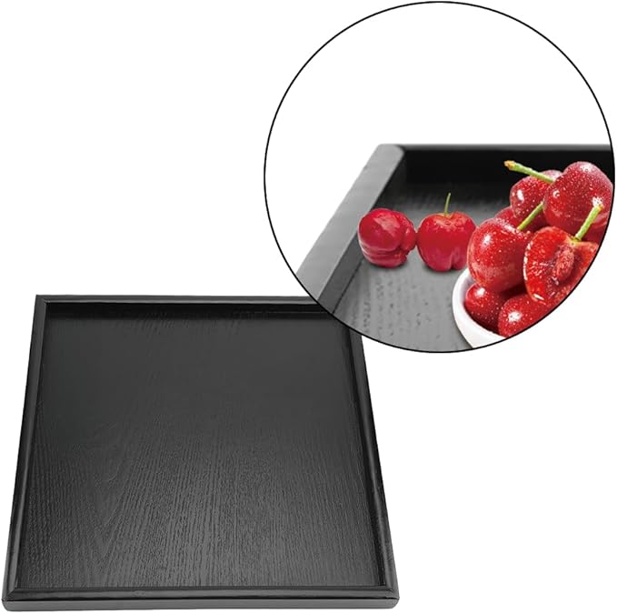 Wood Serving Tray, Rectangular Decorative Platteraccessories Solid Meals Storage Plate Raised Edges Trays Large Wooden Tray Rustic for Ottoman Breakfast Bed Dinner Coffee Table 14.2" X 10.6"