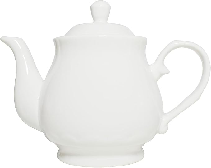White Porcelain Teapot 400ml, Small Lotus Tea Pot Coffee Tea Water Pot Vintage Ceramic Gooseneck Little Kettle (14oz)