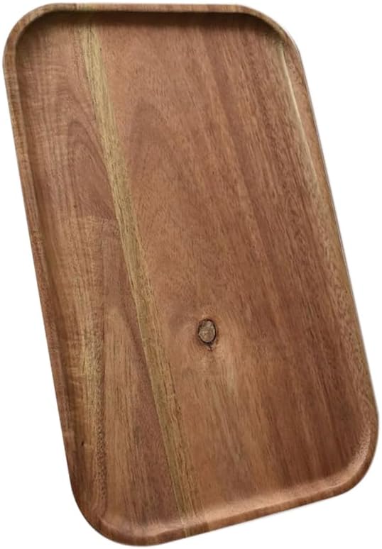 Wooden Server Trays,Acacia Wood Plate,Rectangular Dessert Platter for Cookie,Beef,Chicken,Dessert, Party, Food,Snack Appetizer, Kitchen Platter,Plates,Cheese Board (1)
