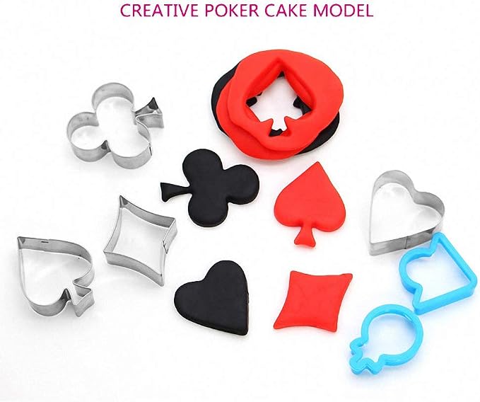 4Pcs/Set SMALL SIZE Casino Playing Cards Suit Stainless Steel Cookie Cutters Poker Playing Bridge Fondant Cutters Set Cake Decorating Tool (Spade, Heart, Club and Diamond)