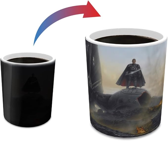 Morphing Mugs Star Wars – The Mandalorian – Undeterred - Thomas Kinkade Studios – One 11 oz Color Changing Ceramic Mug – Image Revealed When HOT Liquid Is Added! MMUG1444