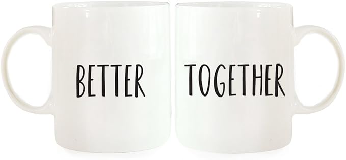 Andaz Press Funny Couples 11 oz Ceramic Coffee Mugs, Better, Together, His and Hers Mugs Set of 2, Valentines Day Coffee Mug for Him and Her, Mr and Mrs Mugs, Couple Mugs for Husband and Wife
