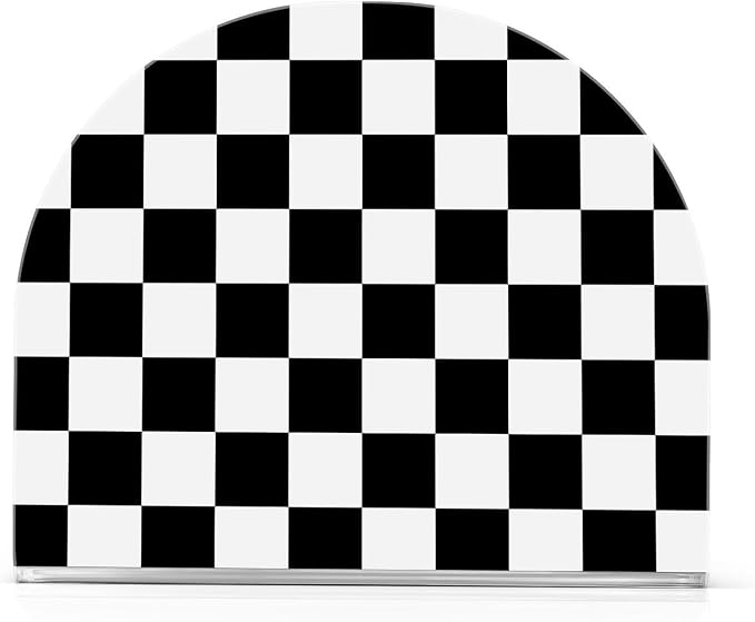 Napkin Holder Acrylic Napkin Holder for Table Kitchen Party Restaurant U Shaped Upright Napkin Dispenser Organizer Checkered Black and White