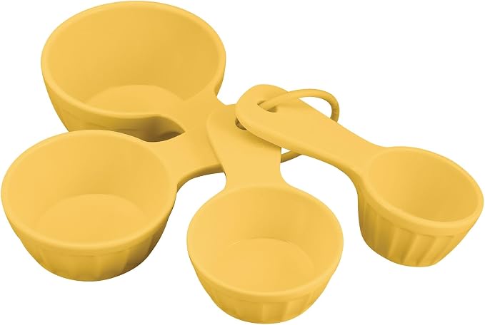 UP 4-Piece Latte Style Melamine Measuring Cups Set, Professional Nesting Baking and Cooking Tools for Liquid and Dry Ingredients, Yellow