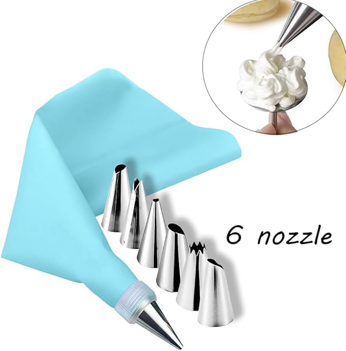 Dr.Pedi 8 Pieces Piping Bags and Tips Set 6 Icing Tips Icing Piping Nozzles Set Frosting Bags Ties Cupcake Decorating Kit Cupcake Pastry Tool