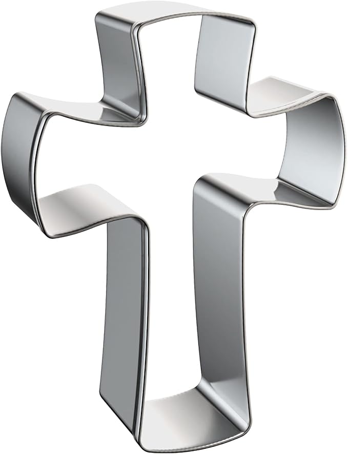 Cross Cookie Cutter Shapes Set, Azflyife 5 Piece Stainless Steel Metal Biscuit Mold Cookie Cutters with Chalice Holy Cup Crucifix Crucifixion for Easter Halloween Christmas Religious Baptism Communion